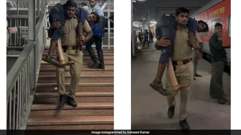 कहीं छूट न जाए ट्रेन इसलिए..दिव्यांग बुजुर्ग को कंधे पर उठाकर जवान ने लगा दी दौड़ कहीं छूट न जाए ट्रेन इसलिए..दिव्यांग बुजुर्ग को कंधे पर उठाकर जवान ने लगा दी दौड़