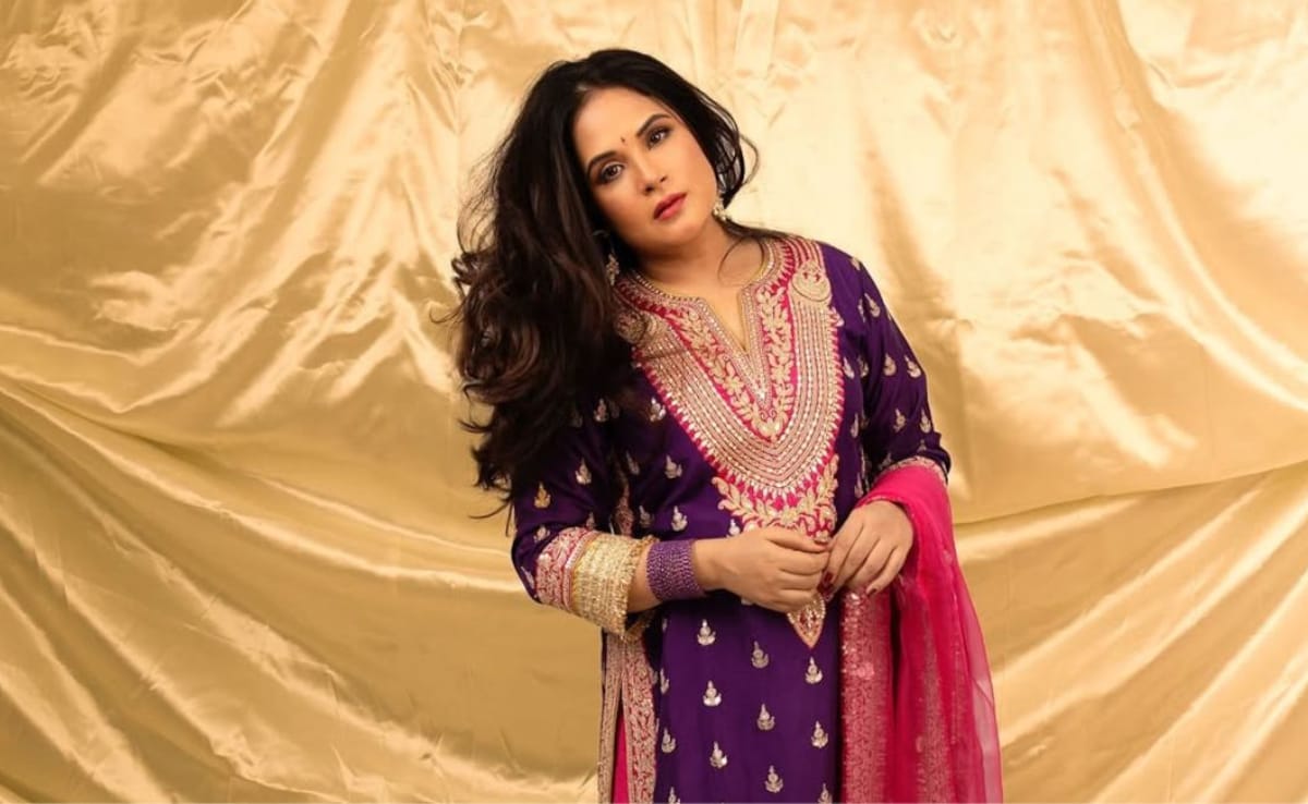 Richa Chadha celebrated Diwali in a pink-purple ensemble. Photo: Richa Chadha/ Instagram Richa Chadha celebrated Diwali in a pink-purple ensemble. Photo: Richa Chadha/ Instagram