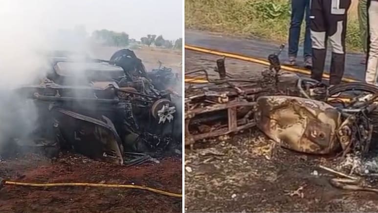 भरतपुर में बड़ा सड़क हादसा: पति-पत्नी और दो बच्चों की मौत, ग्रामीणों ने थार गाड़ी में लगाई आग भरतपुर में बड़ा सड़क हादसा: पति-पत्नी और दो बच्चों की मौत, ग्रामीणों ने थार गाड़ी में लगाई आग