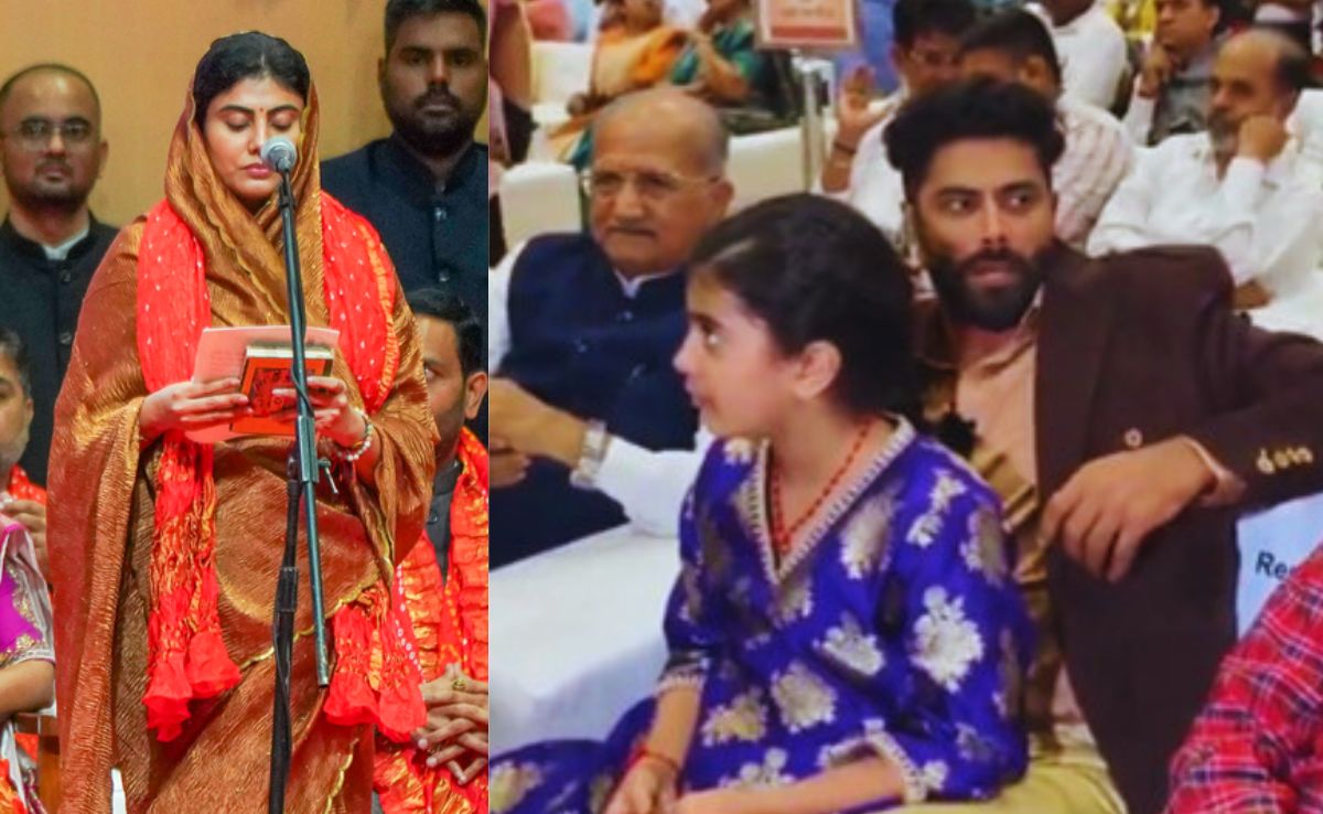 जड्डू जडेजा की 'संस्कारी बहू' बनीं गुजरात की मंत्री, बेटी ने मासूमियत से देखा रिवाबा के मंत्री बनने का नजारा