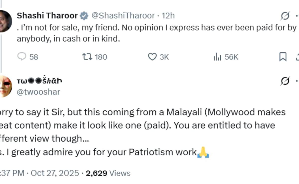 Shashi Tharoor responded to troll who called his post on Bads of Bollywood a paid review. Photo: X (formerly known as Twitter) Shashi Tharoor responded to troll who called his post on Bads of Bollywood a paid review. Photo: X (formerly known as Twitter)