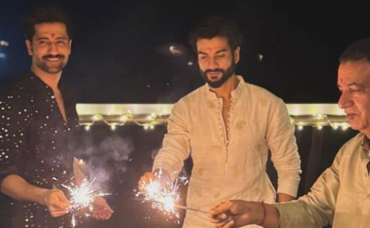 Vicky Kaushal enjoying Diwali festivities with brother and father. Photo: Vicky Kaushal/ Instagram Vicky Kaushal enjoying Diwali festivities with brother and father. Photo: Vicky Kaushal/ Instagram