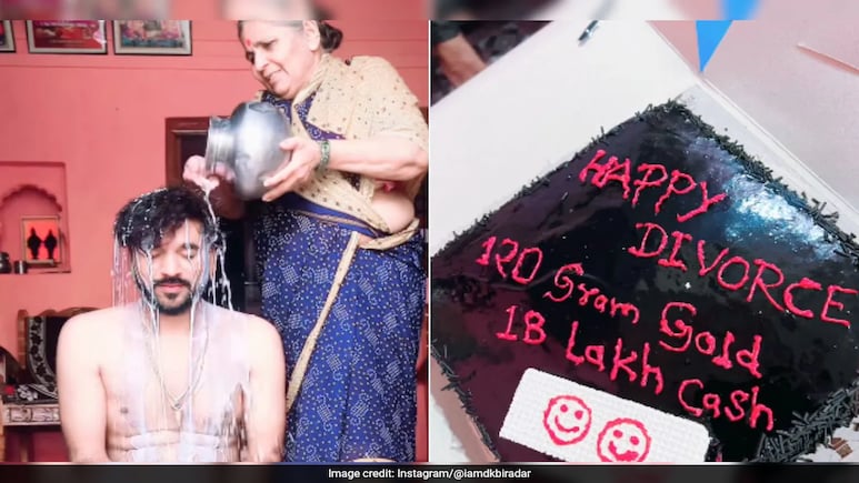 Viral Video Shows Man Celebrating Divorce With Milk Bath And Cake Viral Video Shows Man Celebrating Divorce With Milk Bath And Cake