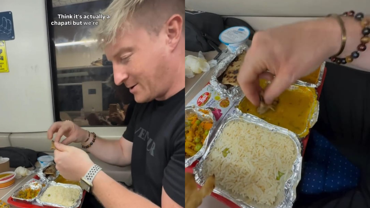 UK Vlogger Enjoys Train Food In India, Locals Cheer For His "Positive" Review