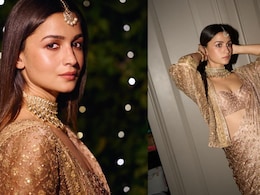 Alia Bhatt Channels Vintage Glamour In Ritu Kumar's Rose-Gold Archival Saree For Diwali Alia Bhatt Channels Vintage Glamour In Ritu Kumar's Rose-Gold Archival Saree For Diwali
