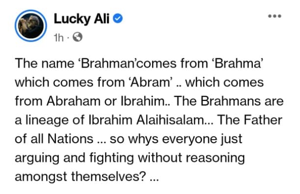 Facebook/Lucky Ali Facebook/Lucky Ali