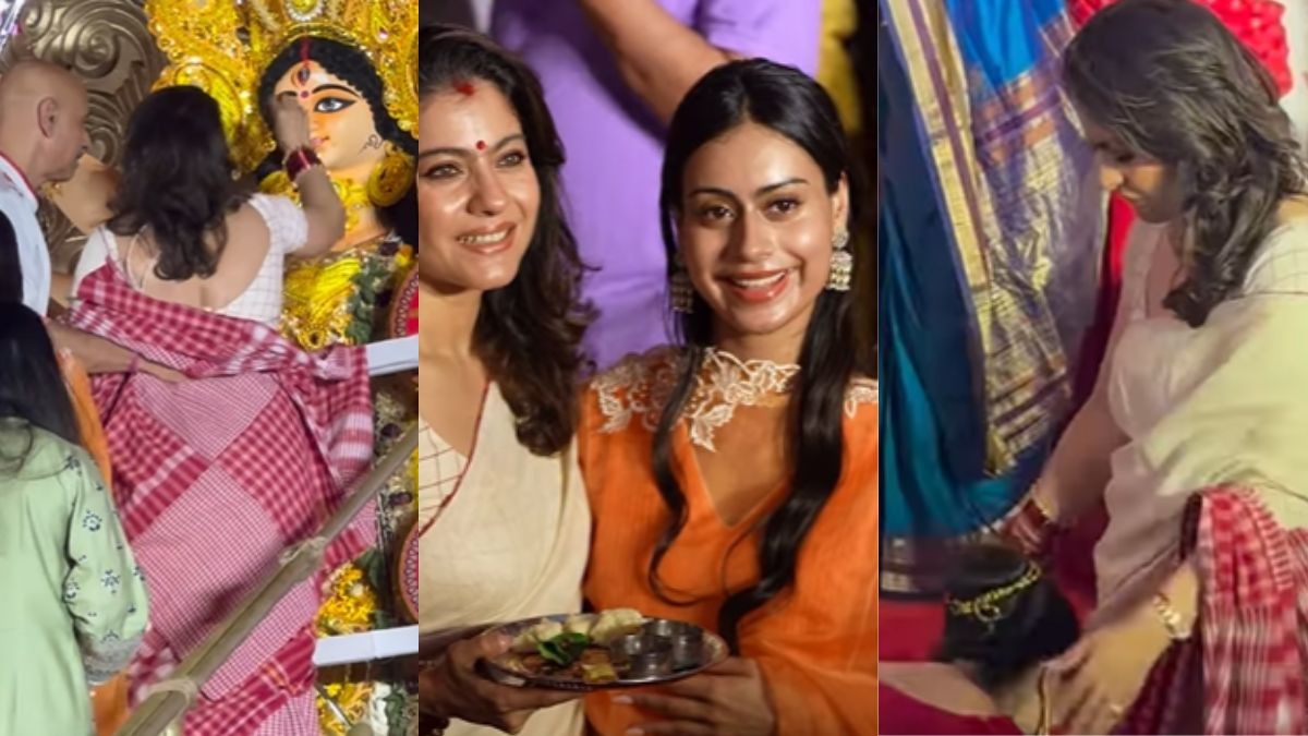 Pics: Inside Kajol's Famjam With Daughter Nysa, Sister Tanisha During <i>Sindoor Khela</i> Celebrations