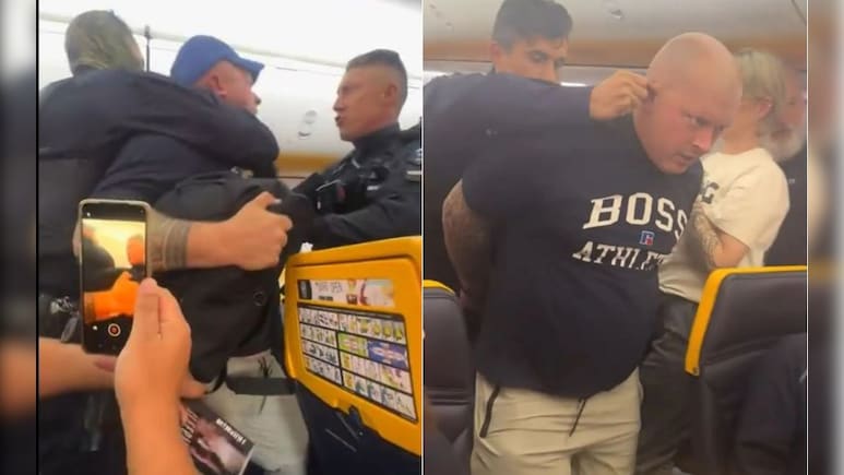 Viral Video: Drunk Ryanair Passenger Dragged Off Flight By Ear After Mid-Air Disruption Viral Video: Drunk Ryanair Passenger Dragged Off Flight By Ear After Mid-Air Disruption