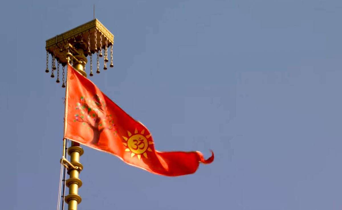 PM Modi hoisted a 22-foot religious flag atop the Ram Mandir in Ayodhya. PTI