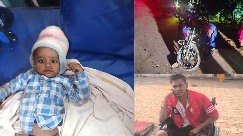 स्कॉर्पियो ने बाइक को मारी टक्कर, हवा में उछलकर वाहन की छत पर जा गिरा डेढ़ वर्ष का बच्चा,  10 किमी दूर मिला जिंदा
