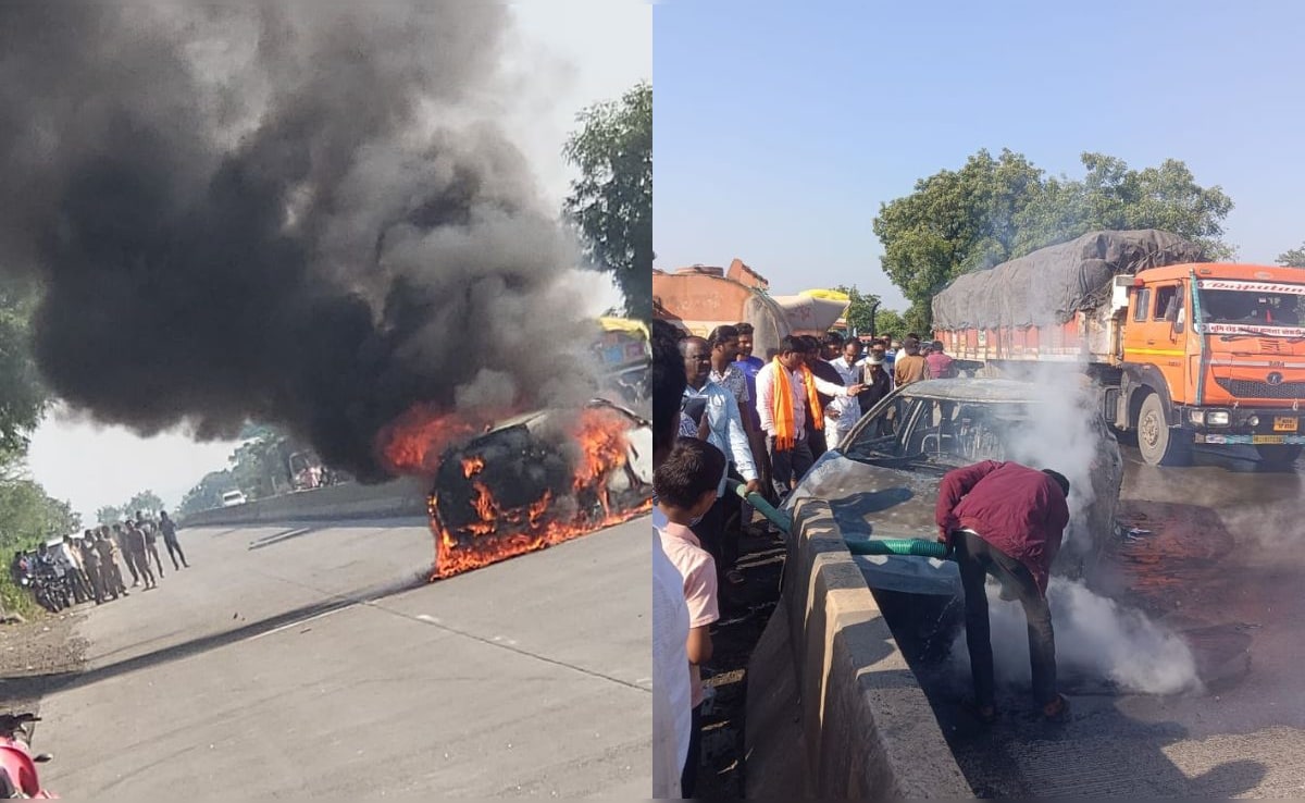 Car Catches Fire After Tyre Burst In Maharashtra, Woman Burns To Death