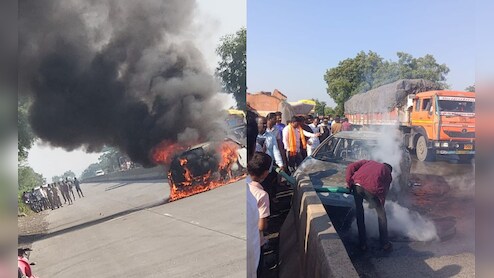 Car Catches Fire After Tyre Burst In Maharashtra, Woman Burns To Death