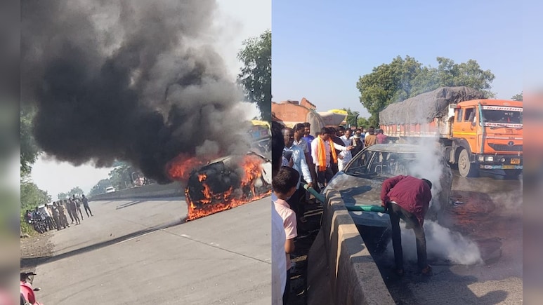 Car Catches Fire After Tyre Burst In Maharashtra, Woman Burns To Death