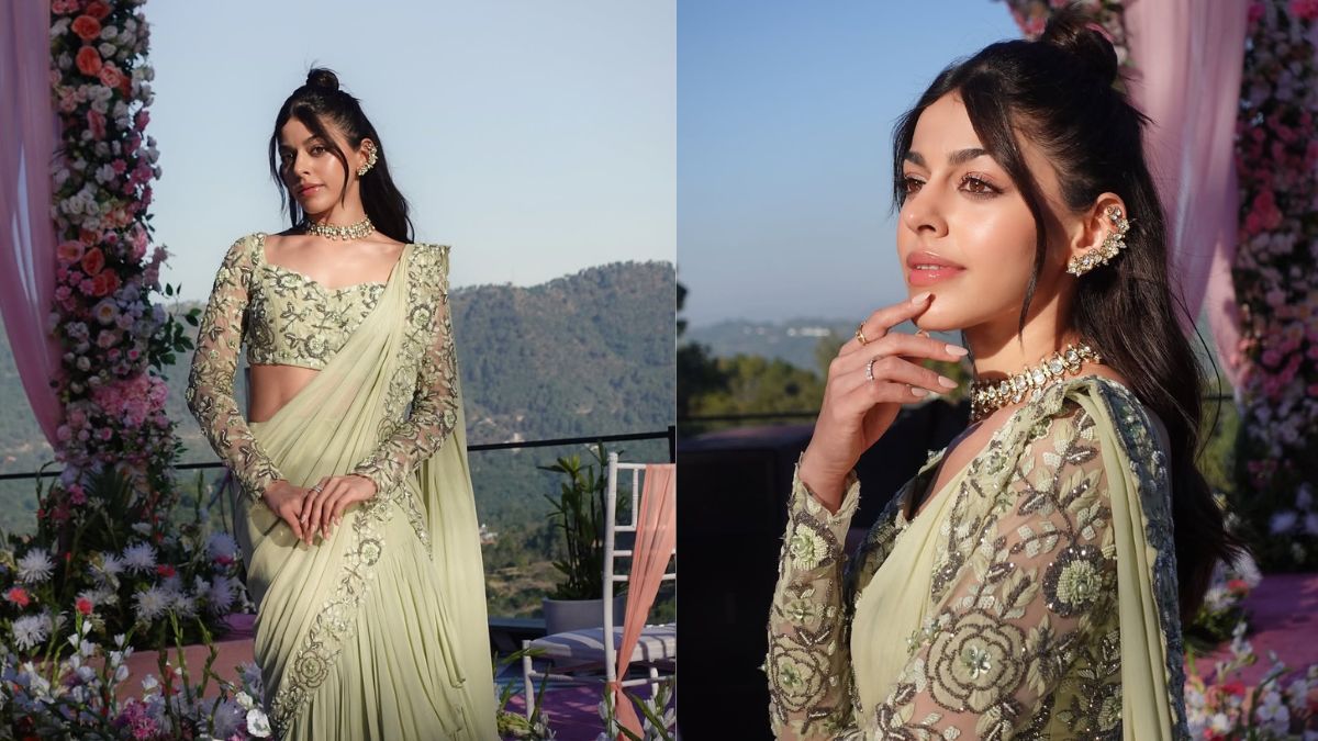 Alaya F Shows How To Be A Stunning Bridesmaid In A Rs 85,000 Sage-Green Drape