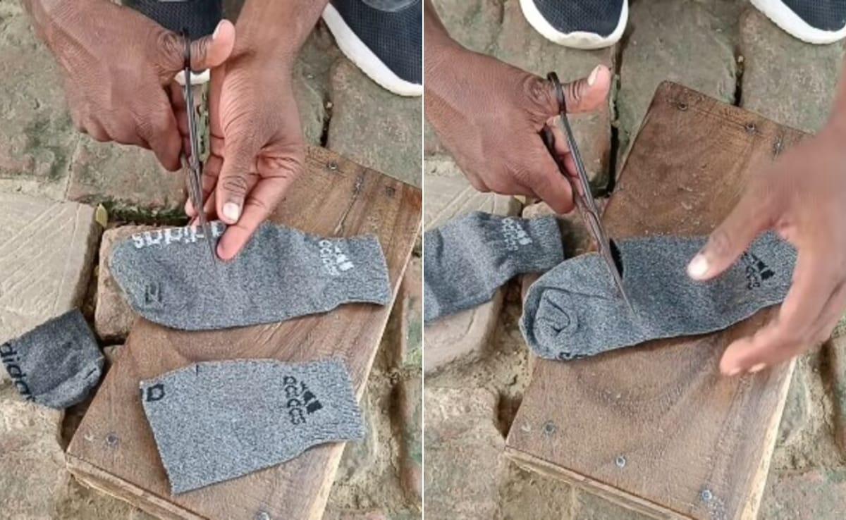 मोजे को काटकर खराब कर रहा था शख्स, लोगों ने जब Video में आगे देखा जुगाड़, बोले- इंडिया में टैलेंट की कमी नहीं!