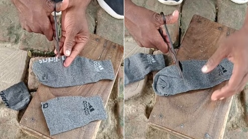 मोजे को काटकर खराब कर रहा था शख्स, लोगों ने जब Video में आगे देखा जुगाड़, बोले- इंडिया में टैलेंट की कमी नहीं!