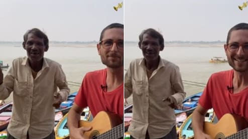 वाराणसी घाट पर विदेशी गिटारिस्ट बजा रहा था धुन, तभी देसी शख्स ने शुरु कर दिया स्वैगर डांस, लोगों को आ गया मज़ा