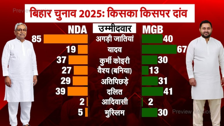 बिहार चुनाव में उम्मीदवारों की लिस्ट बताती है NDA, महागठबंधन ने किस जाति पर लगाया है दांव