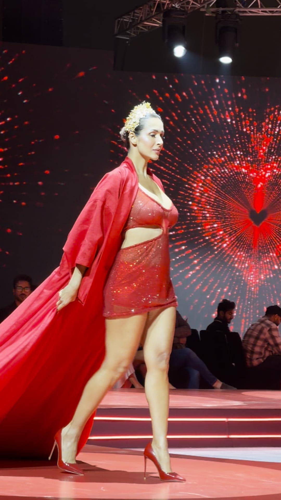 Video: Malaika Arora Slays Ramp In Bold Red Cutout Dress For World AIDS Day Event
