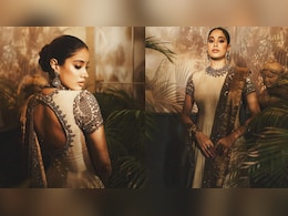 Janhvi Kapoor Walks The Festive Path Fashionably In A Beautiful Muted Gold Anarkali