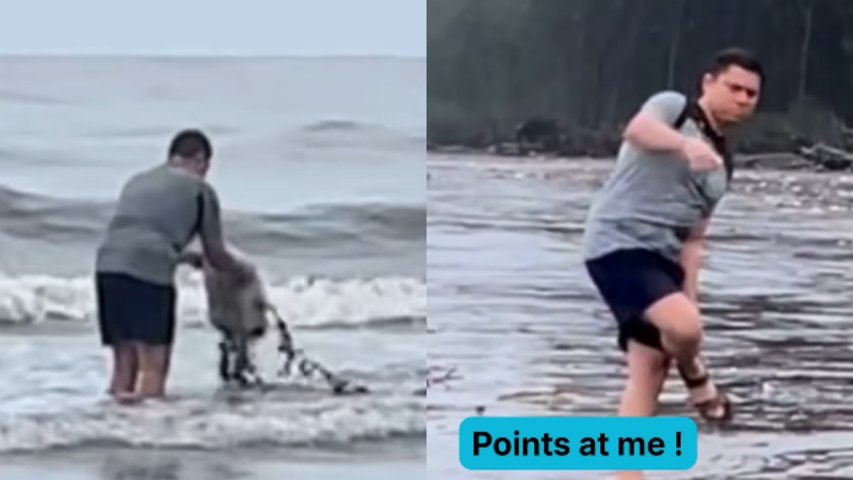 बीच पर कचरा फेंकने से टोका तो युवक ने दिया ऐसा रिएक्शन कि आप भी कहेंगे- शर्म आनी चाहिए