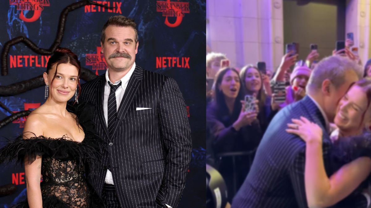Amid Reports Of "Harassment", Millie Bobby Brown Hugs <i>Stranger Things</i> Co-Star David Harbour On Red Carpet