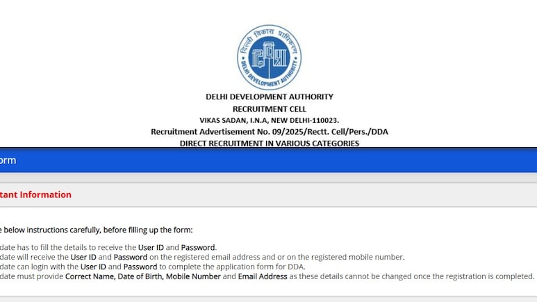 DDA Recruitment 2025: Last Date To Apply For 1,732 Vacancies Is November 5