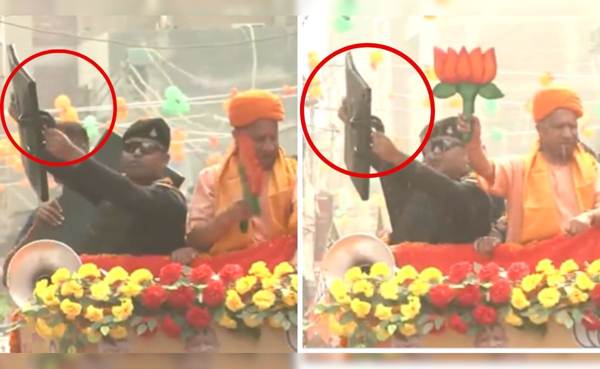 दरभंगा के रोड शो में योगी का 'कवच', कमांडो के हाथ में ये कौन सी चीज?