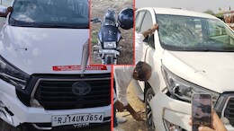 किरोड़ी लाल की सरकारी गाड़ी से टकराया बाइक सवार, 'बाबा' की कार का टूटा आगे का शीशा; युवक भी घायल