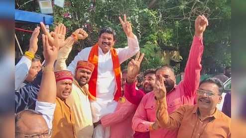 बिहार में खिला कमल, MP में मना जश्न: भोपाल, इंदौर, जबलपुर समेत पूरे प्रदेश में BJP कार्यकर्ताओं ने की आतिशबाजी