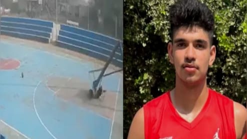 रोहतक में दर्दनाक मौत, खेलते-खेलते खिलाड़ी पर गिरा बास्केटबॉल पोल, CCTV फुटेज आई सामने