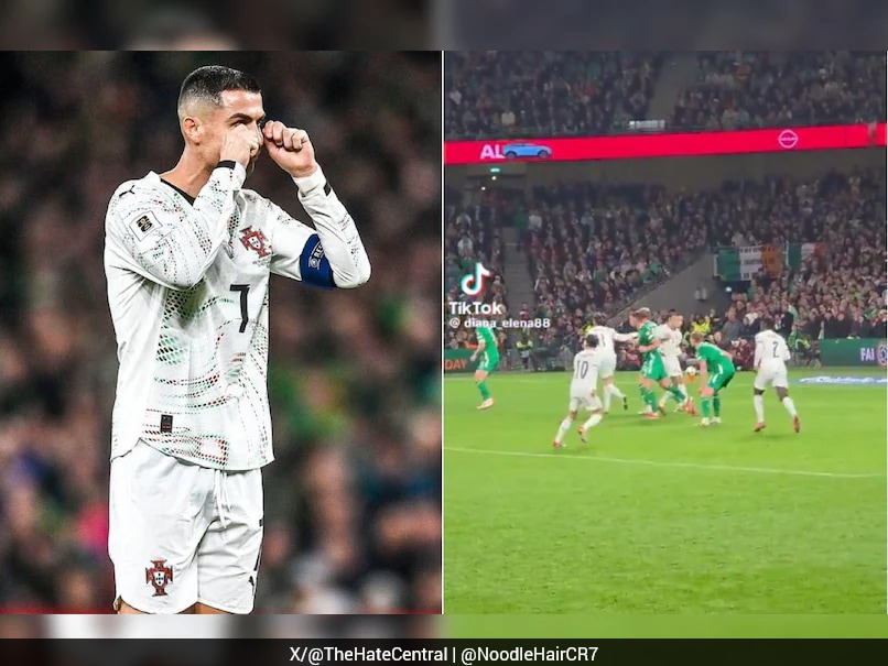 Video: Cristiano Ronaldo Elbows Ireland Player, Sent Off. Likely To Face Ban At World Cup