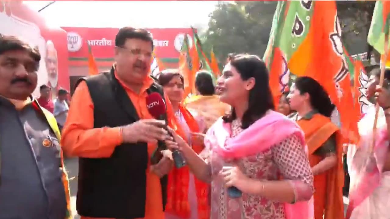 Celebrations At BJP Patna Office As NDA Heads for Landslide Win