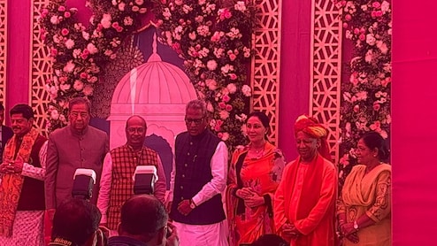 राज्यपाल माथुर की पोती की शादी में पहुंचे उपराष्ट्रपति, अमित शाह-CM योगी, भजनलाल भी हुए शामिल