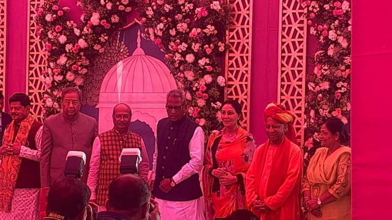 राज्यपाल माथुर की पोती की शादी में पहुंचे उपराष्ट्रपति, अमित शाह-CM योगी, भजनलाल भी हुए शामिल