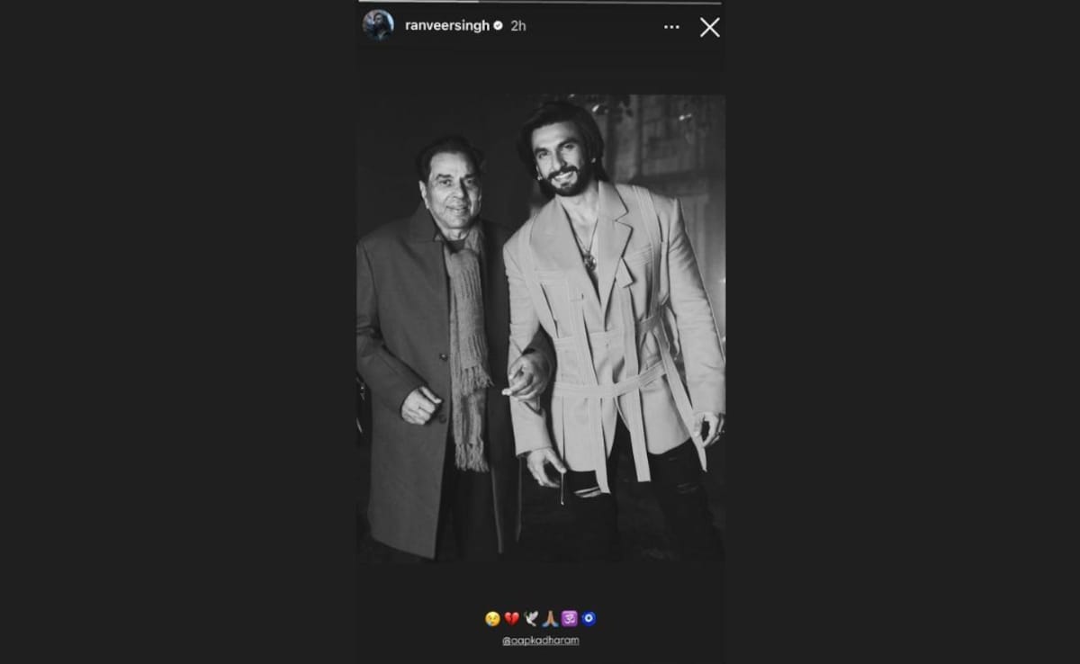 Dharmendra and Ranveer Singh have worked together in Rocky Aur Rani Kii Prem Kahaani. Photo: Ranveer Singh/ Instagram