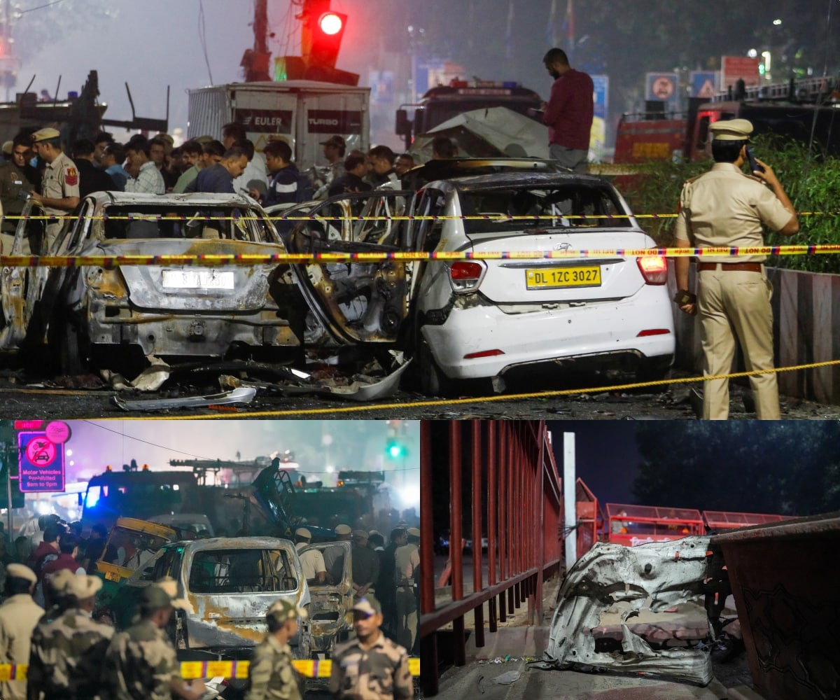 ब्लास्ट के बाद का मंजर. कई कारों के परखच्चे उड़ गए.