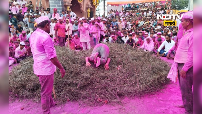 Pune News: पुरंदर येथे हजारो भाविकांनी अनुभवला काटेबारसचा थरार, काट्यांच्या ढिगार्‍यात मारल्या जातात उड्या