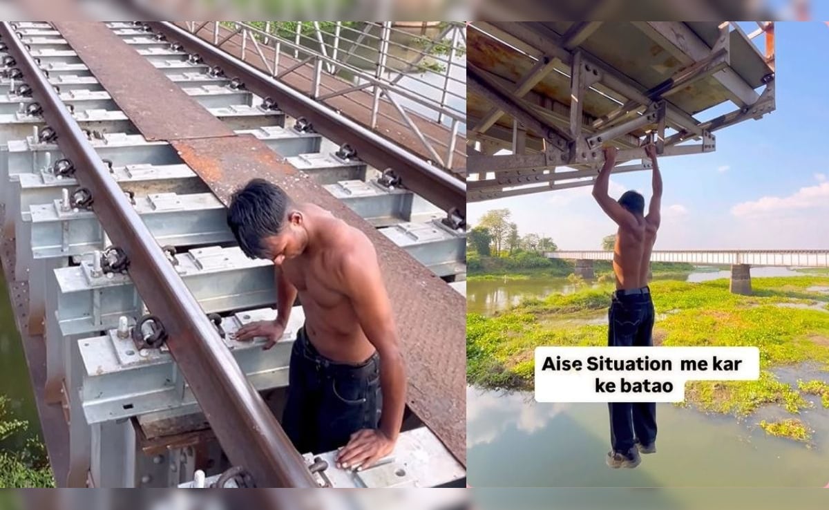 मौत से खेल! Reel के चक्कर में लगा दी जान की बाजी, रेलवे ब्रिज पर लटककर किया खतरनाक स्टंट