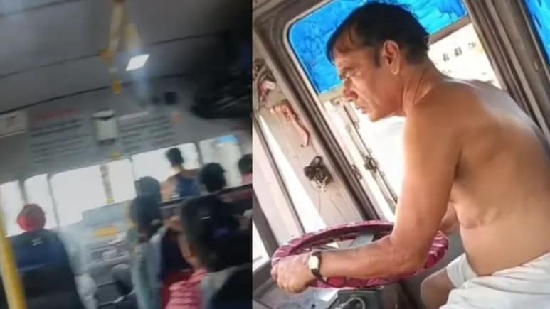 Rajasthan Bus Driver Under Fire After Video Shows Him Barely Clothed And Eating While Driving