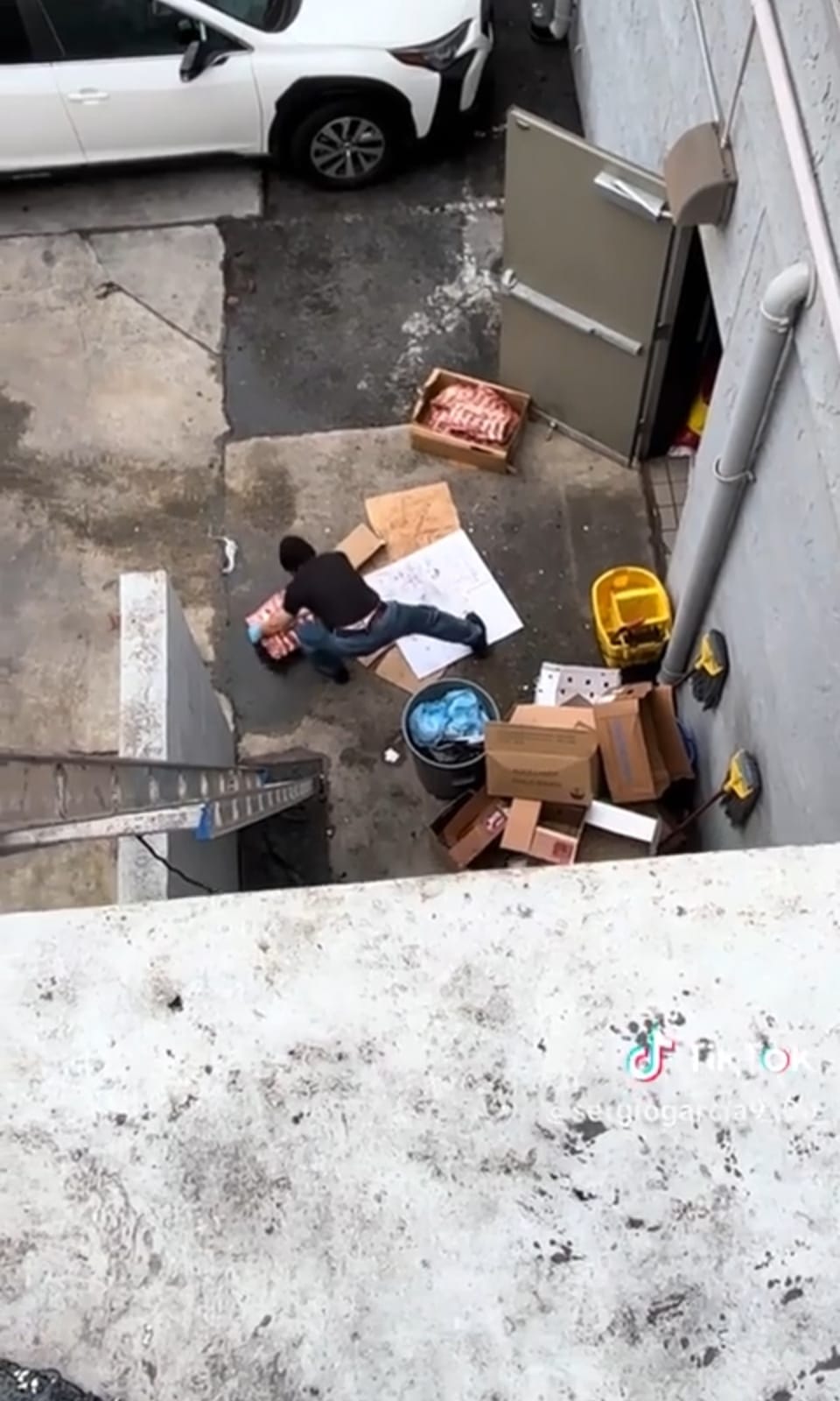 US Restaurant Worker Caught Slamming Meat On Pavement Near Garbage Heap