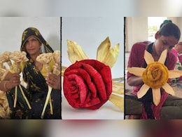 भुट्टे के छिलकों से बने ऐसे गजब के फूल कि लोग देखते ही रह गए,महिलाओं का टैलेंट देख लोग बोले-हम तो फेंक देते थे