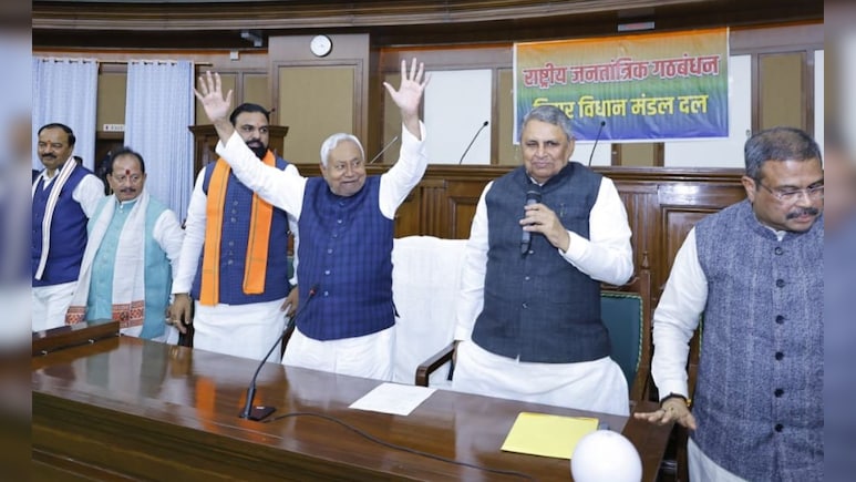 हवा में दोनों हाथ, चेहरे पर खुशी... नीतीश की ये तस्वीर बता रही है बिहार की सियासी कहानी