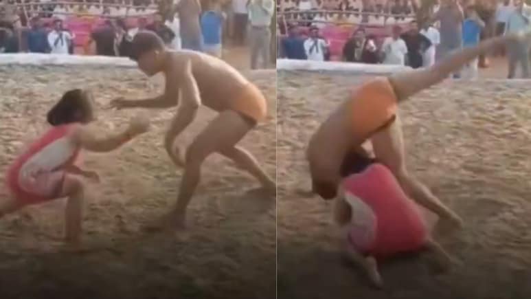 Girl Wrestler VIDEO: बलाढ्य पैलवानाची फजिती! चिमुकल्या पोरीने असं उचलून आपटलं, बिचारा मैदान सोडून पळाला