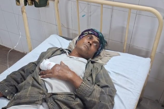 भालू के हमले में घायल किसान. भालू के हमले में घायल किसान.