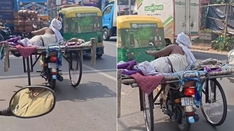 बाइक को जुगाड़ से बना दिया चार पहिया गाड़ी, बिहारी टैलेंट देख यूजर्स बोले- पुष्पक विमान को टक्कर दे रही है...