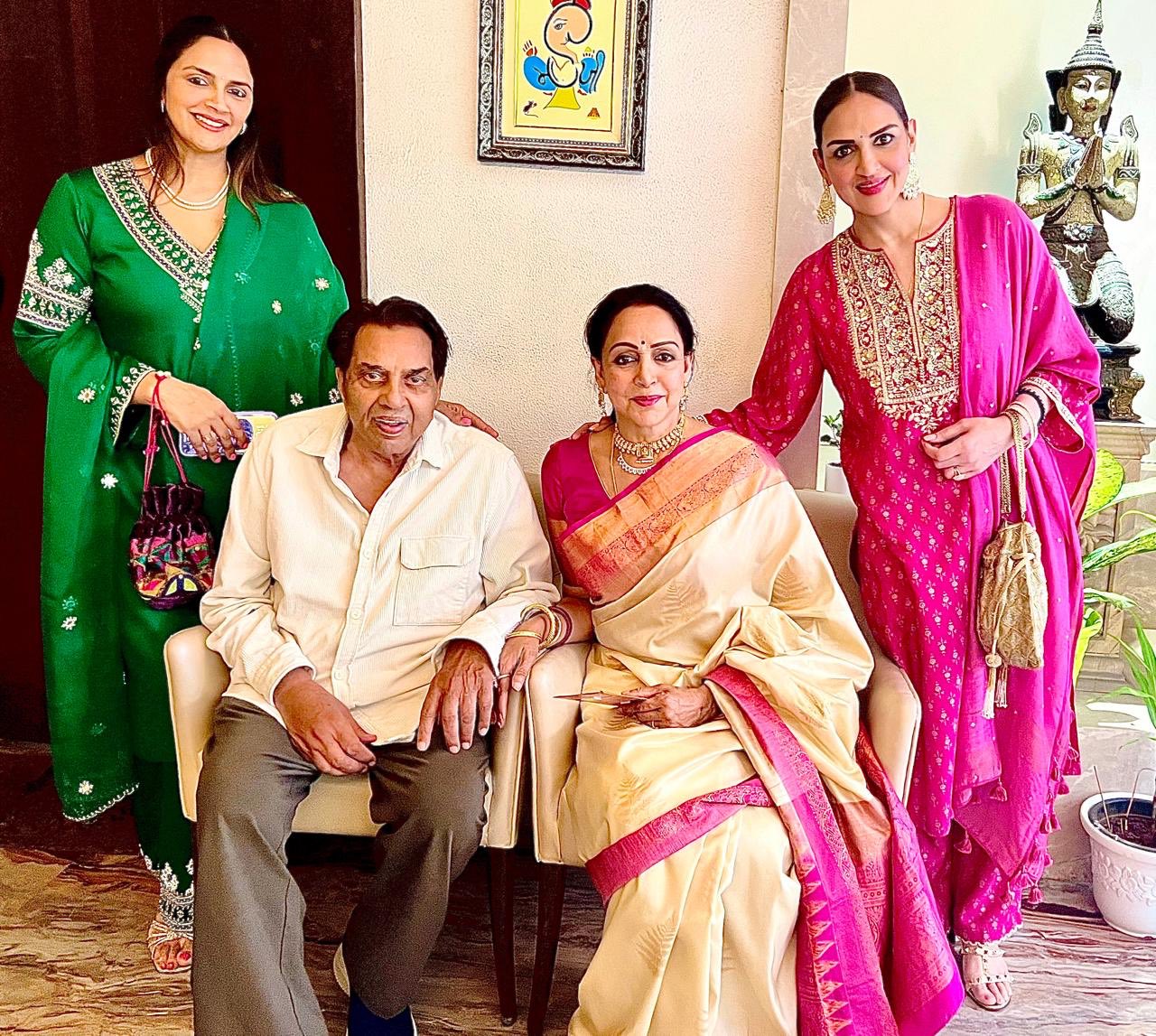 Hema Malini And Esha-Ahana Deol Miss Dharmendra's Prayer Meet At Mumbai Hotel
