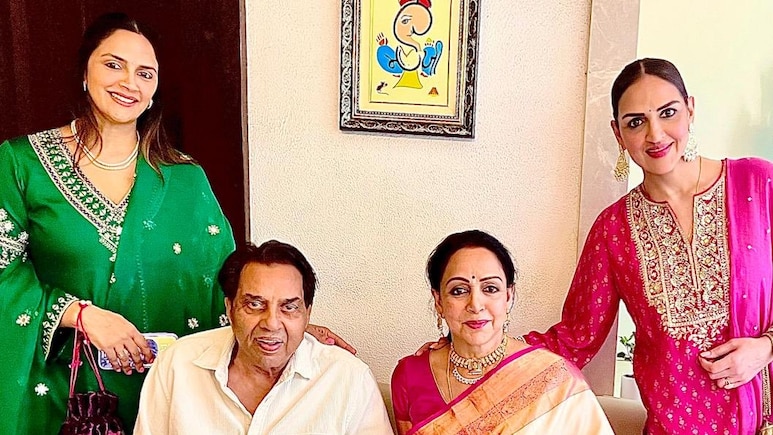 Hema Malini And Esha-Ahana Deol Miss Dharmendra's Prayer Meet At Mumbai Hotel