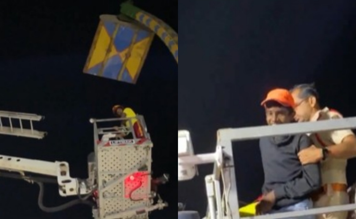 VIDEO: जमीन से 30 फुट ऊंचे झूले में अटकी रही सांसें, दो घंटे तक फंसे रहे आठ लोगों को सुरक्षित बचाया