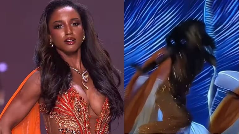 Miss Universe Jamaica Stumbles And Falls Off Stage, Viral Video Sparks Concern